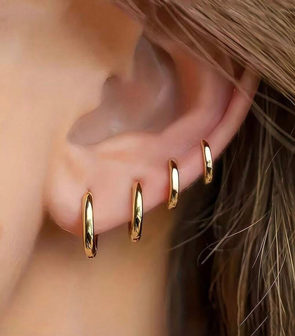 Live In 4 Pair Set of Gold Hoop Earrings