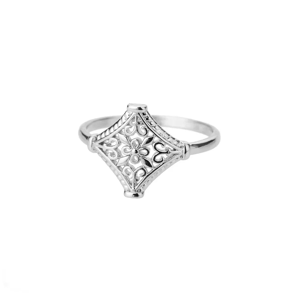 Vintage Flower Stainless Steel Gold Ring